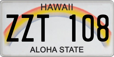 HI license plate ZZT108