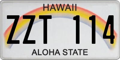 HI license plate ZZT114
