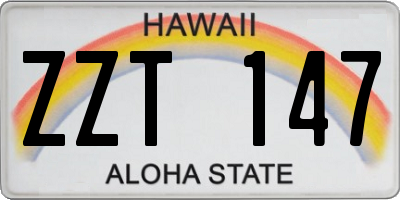 HI license plate ZZT147