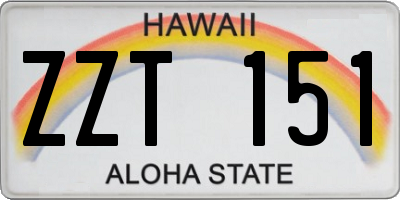 HI license plate ZZT151