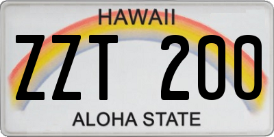 HI license plate ZZT200