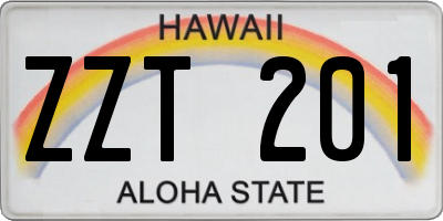 HI license plate ZZT201