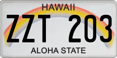HI license plate ZZT203