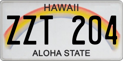 HI license plate ZZT204