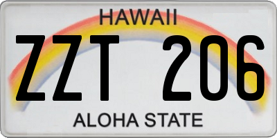 HI license plate ZZT206