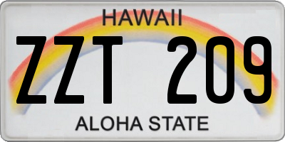 HI license plate ZZT209