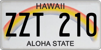 HI license plate ZZT210