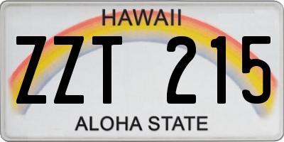 HI license plate ZZT215