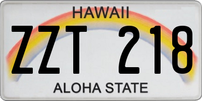 HI license plate ZZT218