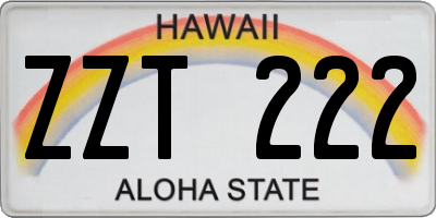 HI license plate ZZT222