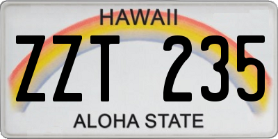 HI license plate ZZT235