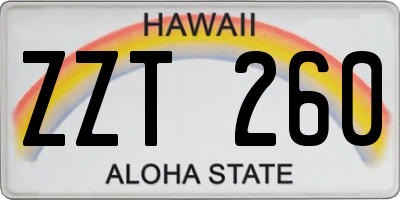 HI license plate ZZT260