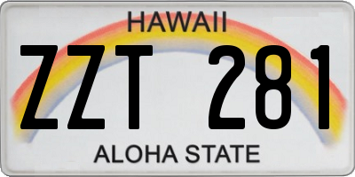 HI license plate ZZT281