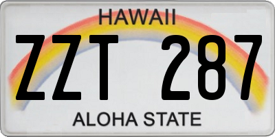 HI license plate ZZT287