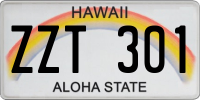 HI license plate ZZT301