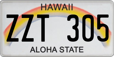 HI license plate ZZT305