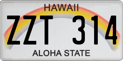 HI license plate ZZT314