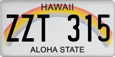 HI license plate ZZT315