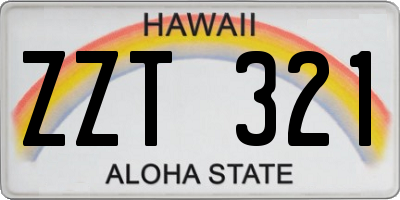 HI license plate ZZT321