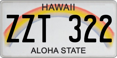 HI license plate ZZT322