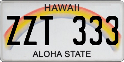 HI license plate ZZT333