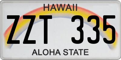 HI license plate ZZT335