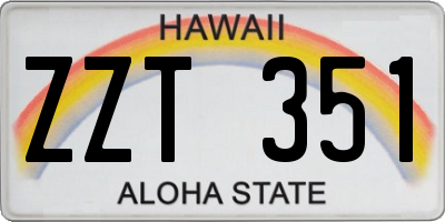 HI license plate ZZT351