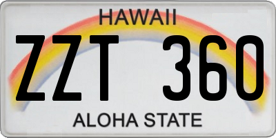 HI license plate ZZT360