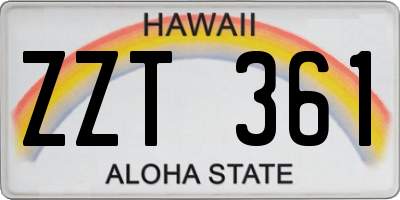 HI license plate ZZT361