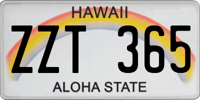 HI license plate ZZT365