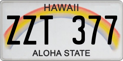 HI license plate ZZT377