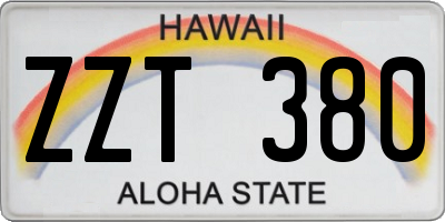 HI license plate ZZT380