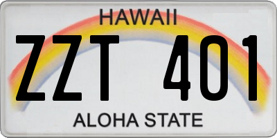 HI license plate ZZT401