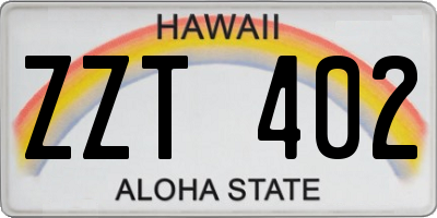 HI license plate ZZT402