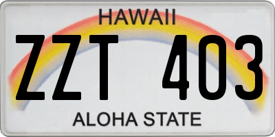 HI license plate ZZT403