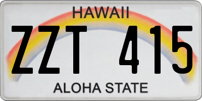 HI license plate ZZT415