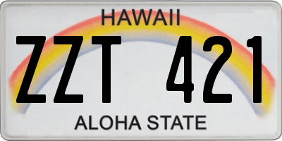 HI license plate ZZT421