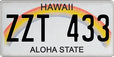 HI license plate ZZT433