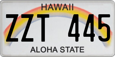 HI license plate ZZT445