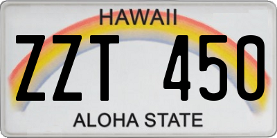 HI license plate ZZT450