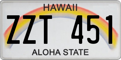 HI license plate ZZT451