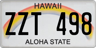 HI license plate ZZT498