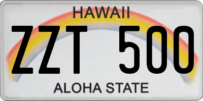 HI license plate ZZT500