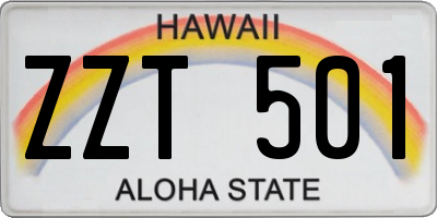 HI license plate ZZT501