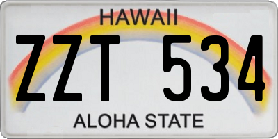 HI license plate ZZT534