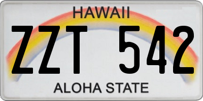 HI license plate ZZT542