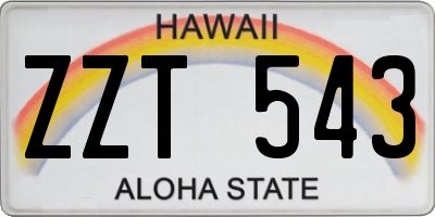 HI license plate ZZT543