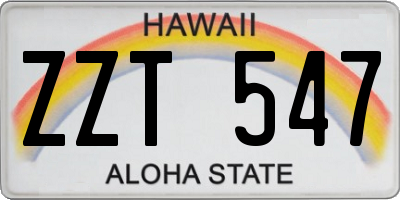 HI license plate ZZT547