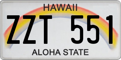 HI license plate ZZT551