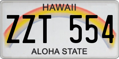 HI license plate ZZT554